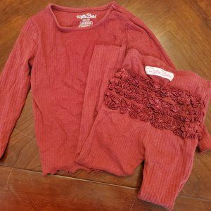 3T GUC Ribbed Rufflebutts LS Pajamas (burgundy)